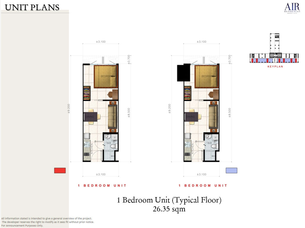 AIR RESIDENCES SMDC - Layout 1 Bedroom
